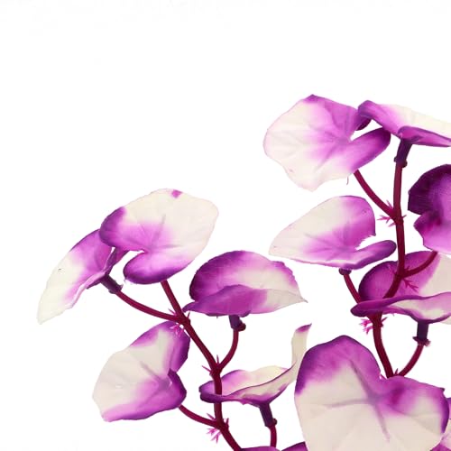 Silk Aquarium Plants for Betta Fish Tank (Purple-white / 8 Inch)