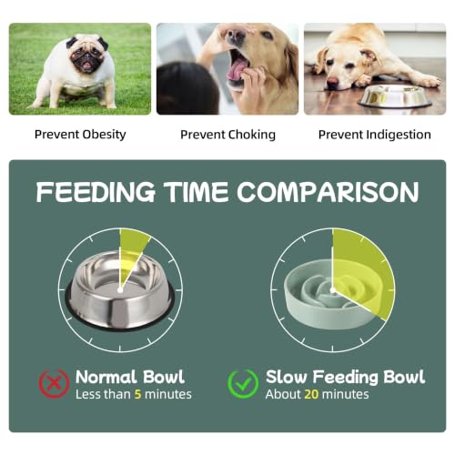 Ceramic Slow Feeder Dog Bowls (Light Green)