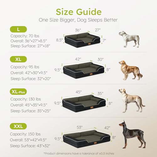 Jumbo Dog Bed for Extra Large Dogs (Black / Jumbo(45"L x 35"W x 9.5"Th))