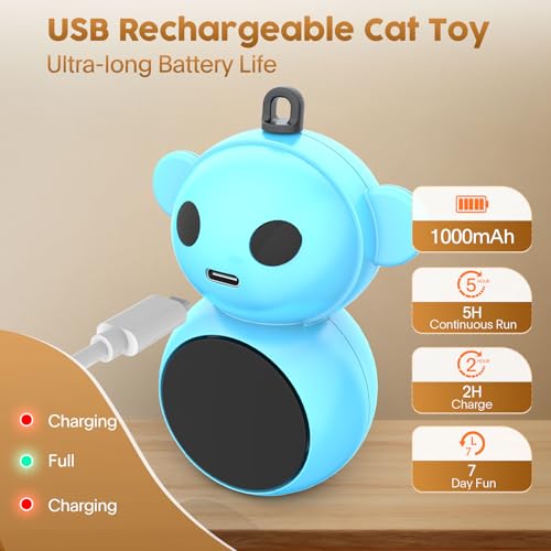 2-in-1 Interactive Laser Pointer Cat Toy & Flying Bird Wand for Indoor Cats (Blue)