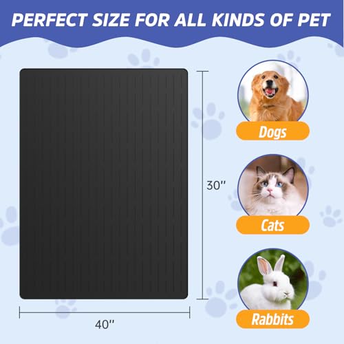 Large Dog Mats for Food and Water (Black / 40"L x 30"W)