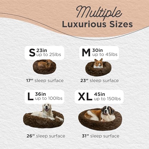 The Original Calming Donut Dog Bed for Medium Dogs up to 45 lbs (Dark Chocolate Lux / Medium)