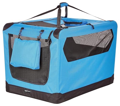 Folding Portable Soft Pet Dog Crate Carrier Kennel (BLUE / 36.0"L x 23.4"W x 24.0"H)