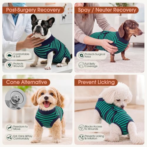 Recovery Suit for Dogs Cats (Large (Back:16.1-20.1'', Weight:23-48 Lb) / Forest Stripe)