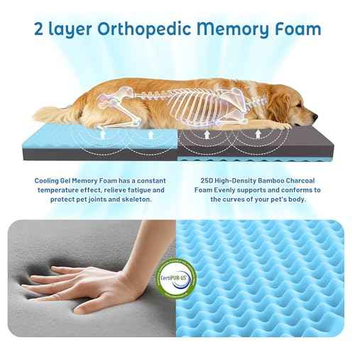 Cooling Dog Bed for Large Dogs (Blue / Large-35"x 22" x 3")