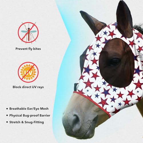 Super Comfort Stretchy Fly Mask Large Eye Space with UV Protection Soft on Skin with Breathability Dream Star M Cob (Cob (Medium) / Dream Star)