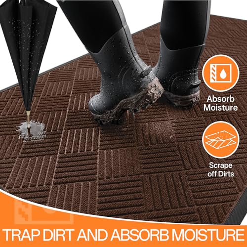 Indoor Outdoor Door Mat (Brown Diamond / 3' x 5' (Rectangular))