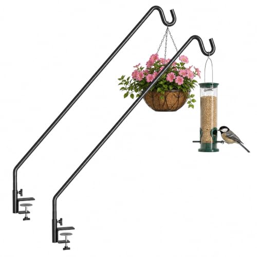 2 Pack Heavy Duty Extensible Adjustable Deck Hooks for Hanging Bird Feeders (43in Long Deck Hook-2 Packs)