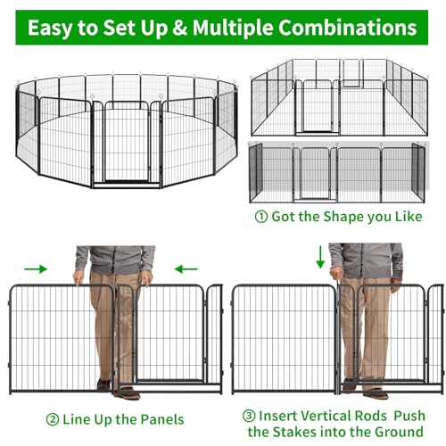 Dog Playpen Outdoor Extra Wide 16 Panels Heavy Duty Dog Fence 40" (32"W x 40"H)
