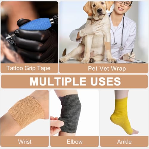 24 Pack Self Adhesive Bandage Wrap (Brown / 4 Inch)
