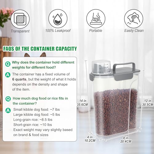 Large Cat Food Storage Container (Dark Grey / 6 Qt)