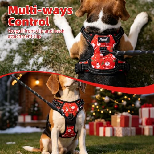 No Pull Christmas Dog Harness for Large (Red(Santa Claus) / Large)