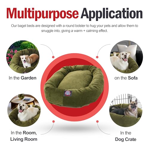52 Inch Micro Velvet Calming Dog Bed Washable (Fern)