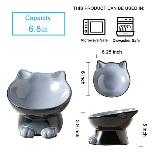 Elevated Cat Bowls (6.8 OZ / Gray)