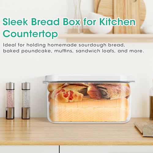 Large Bread Box with Easy (White/Clear / 6.5 Qt-Pop)
