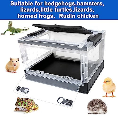 Hamster breeding House Reptile breeding Cages with Wheels (15.6"L x 11.6"W x 9.5"H)