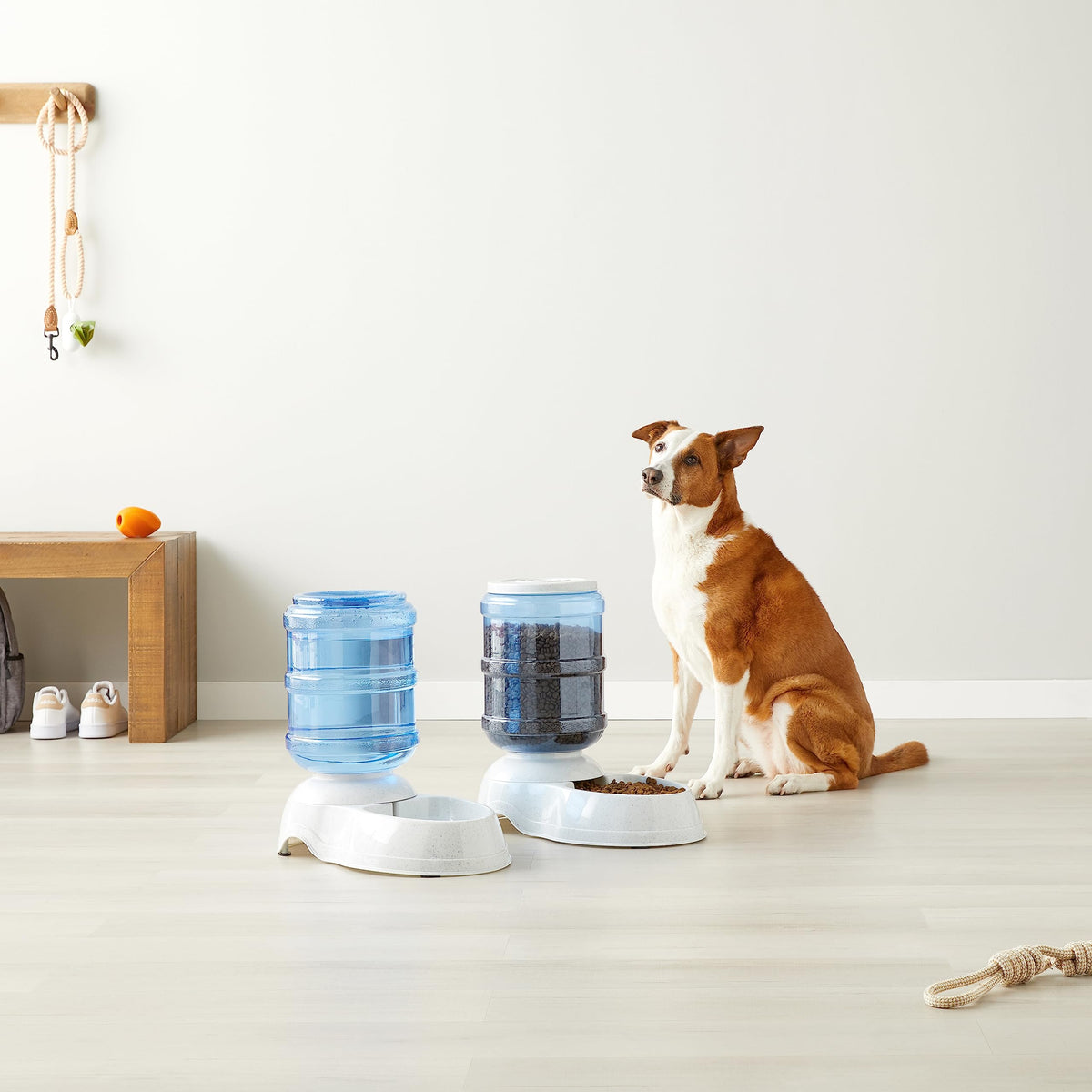 Large Capacity Automatic Pet Water Dispenser and Gravity Feeder Set (Waterer + Feeder / Large)