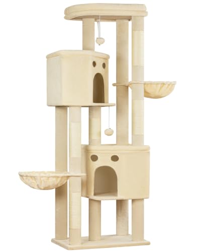 Cat Tree for Indoor Cats Large Adult (Beige / 84 Inch)