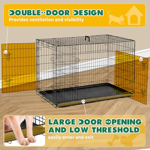 Extra Large Dog Crate 48 Inch Double Door Pet Cage Kennel (48.8"L x 29.9"W x 32.9"H)