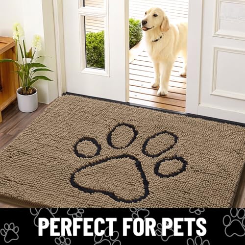 Dog Door Mat for Muddy Paws (54"X24" / Camel and Black)