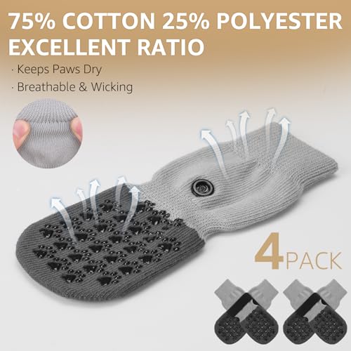 Anti Slip Dog Socks to Prevent Licking Paws for Hardwood Floors (Two Color-Gray / X-Small (4 Count))
