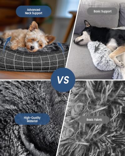 Calming Dog Bed for Couch with Cozy Raised Edge (Dark Grey / 45"L x 37"W x 5"Th)