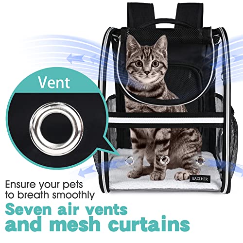 Expandable Pet Carrier Backpack (Transparent Black / 12.0"L x 10.0"W x 15.0"H)