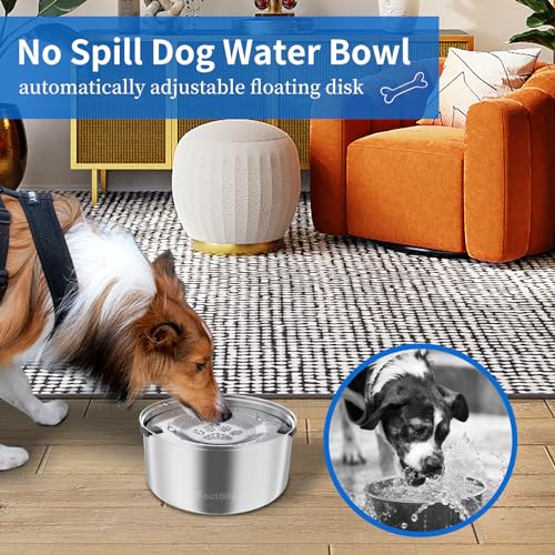3L 101oz Dog Water Bowl Stainless Steel Slow Water Bowl for Dog (A: 304 Stainless Steel)