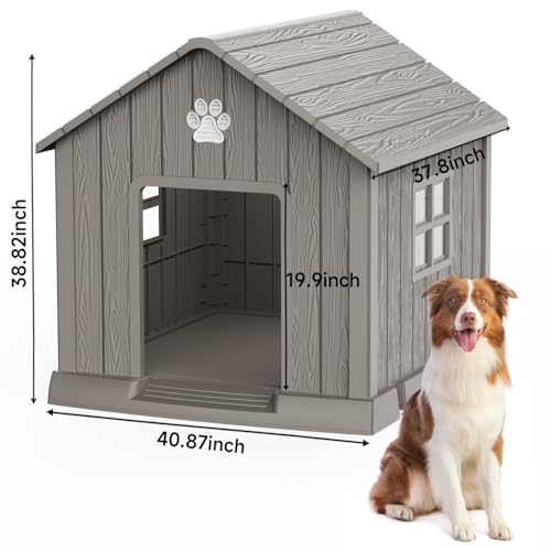 Dog House for Large Size Dogs (Gray / 37.8''L x 40.87''W x 38.82''H)
