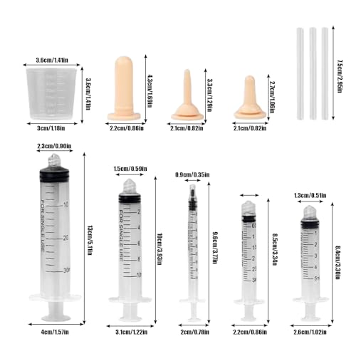 Pet Feeding Bottle Set (3 Nipples+5 Syringes + 1 measuring cup)