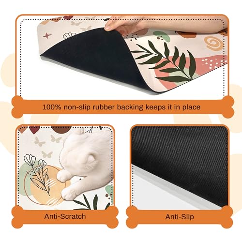 Pet Feeding Mat for Floors Waterproof Dog Mat for Food and Water Absorbent Quick Dry Non Slip mat for Cat Bowls (24"L x 16"W / Boho)