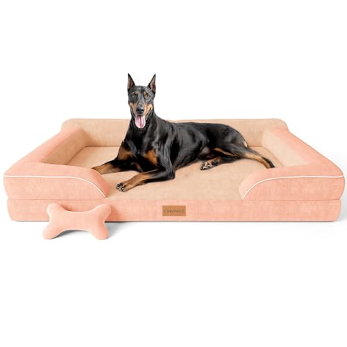 XXL Dog Bed for Extra Large Dogs (Peach Pink / XX-Large(53"L x 42"W x 9.5"Th))