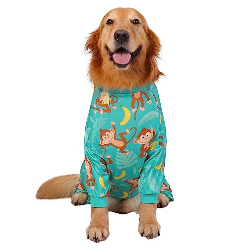 Dog Pajamas One Piece Light Comfy Pjs Pet Costume M (X-Large / Monkeying Around)