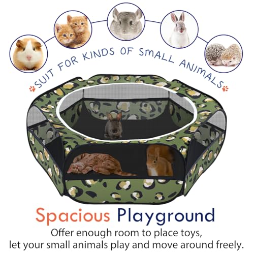 Small Animal Playpen with Zippered Cover (T-Leopard Print)