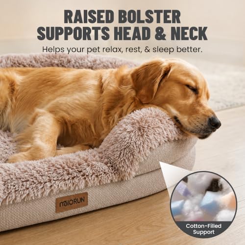 Fluffy Orthopedic Dog Beds Large Sized Dog (Beige / L(43", UP to 90lbs))