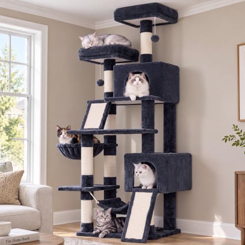Cat Tree 71'' Tower for Large Cat with Scratching Post (71 inches / Smoky gray)