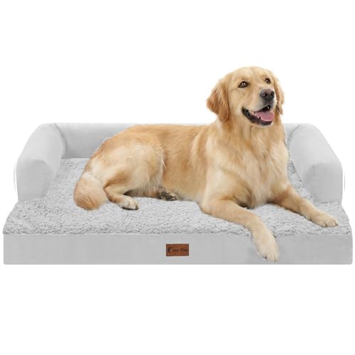 Waterproof Orthopedic Dog Bed for Large Dogs (Grey White / 36.0"L x 27.0"W x 7.0"Th)
