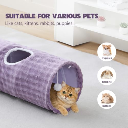 Straight Bubble Cat Tunnel for Indoor Cats 47"x12" (Dusty Purple / Straight)