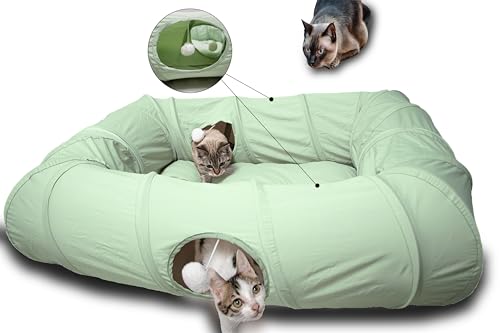 Interactive Cat Tunnel for Indoor Cats Multi Entry Cat Toy (Extra Large / Green)