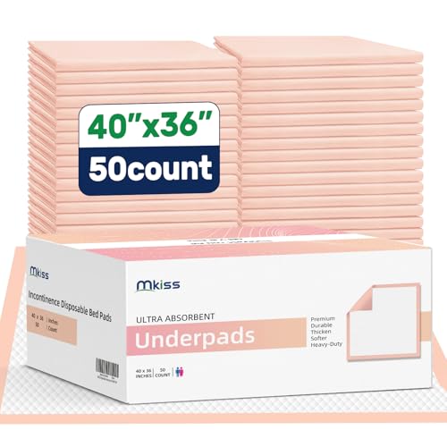 Extra Large Bed Pads 40" x 36" Disposable Adult 50 Count (40"x36" -50 Pcs)