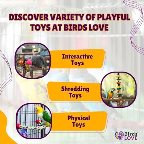 Wood Stars & Leather Toy for Bird Cage Stand or Playgym