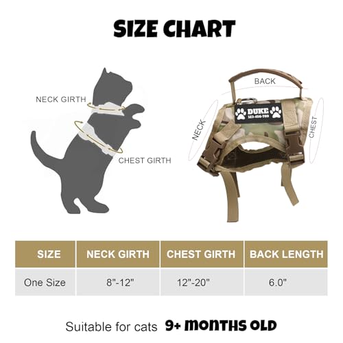 Escape Proof Tactical Cat Harness with Custom Patches (Camo)