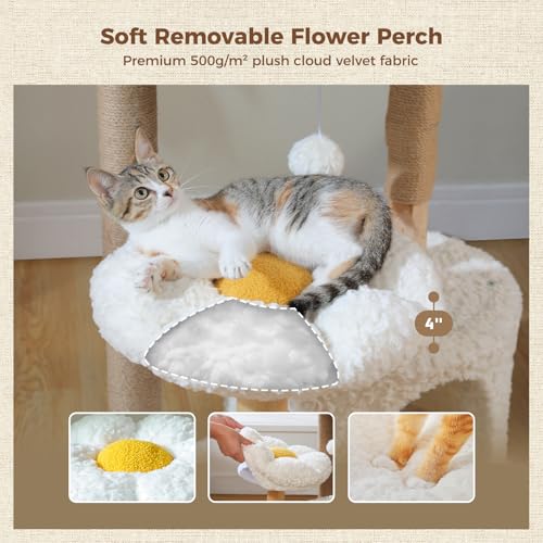 Modern Cat Tree for Large Cats (Cloud White)