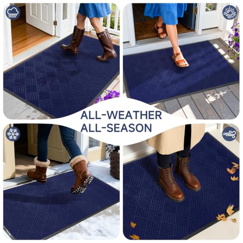 Front Door Mat (4' x 5' (Rectangular) / Blue Diamond)
