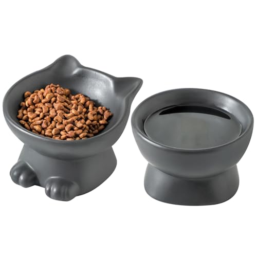 Elevated Cat Bowls (4.5 OZ+8 OZ / Matte Black)