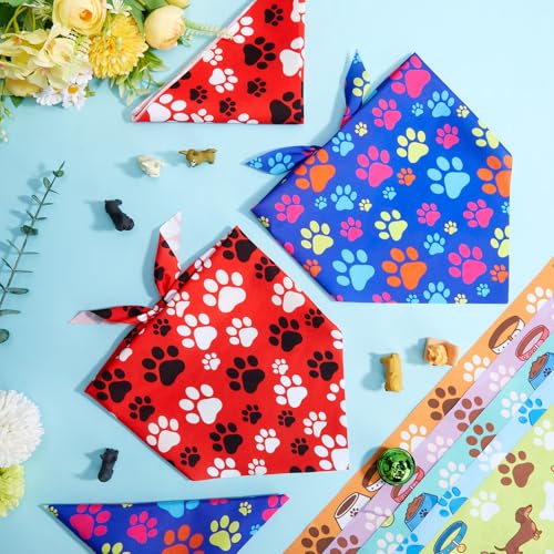 100 Pcs Pastel Paw Prints Dog Bandanas Bulk (25.6 x 17.7 x 17.7 Inch / Pastel Paw Print)