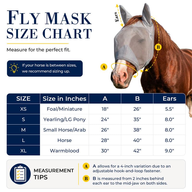 Horse Fly Mask with Ears (L)