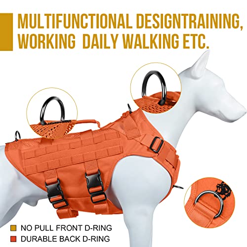 Tactical Dog Harness No Pull for Medium Dogs (Orange / M)