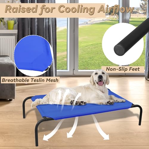Elevated Dog Bed for Large Dogs (Large / Blue)
