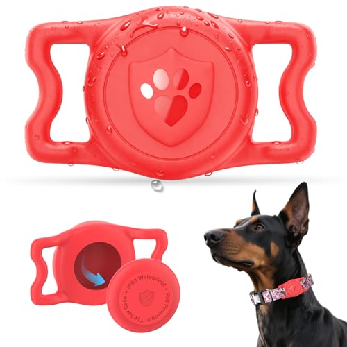 IP68 Waterproof AirTag Holder for Dog Collar (Red)